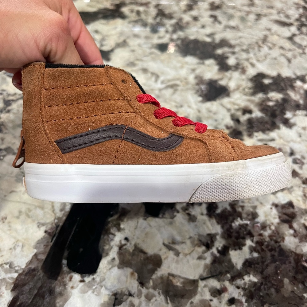 Vans Brown High-Top Sneakers with Red Accents